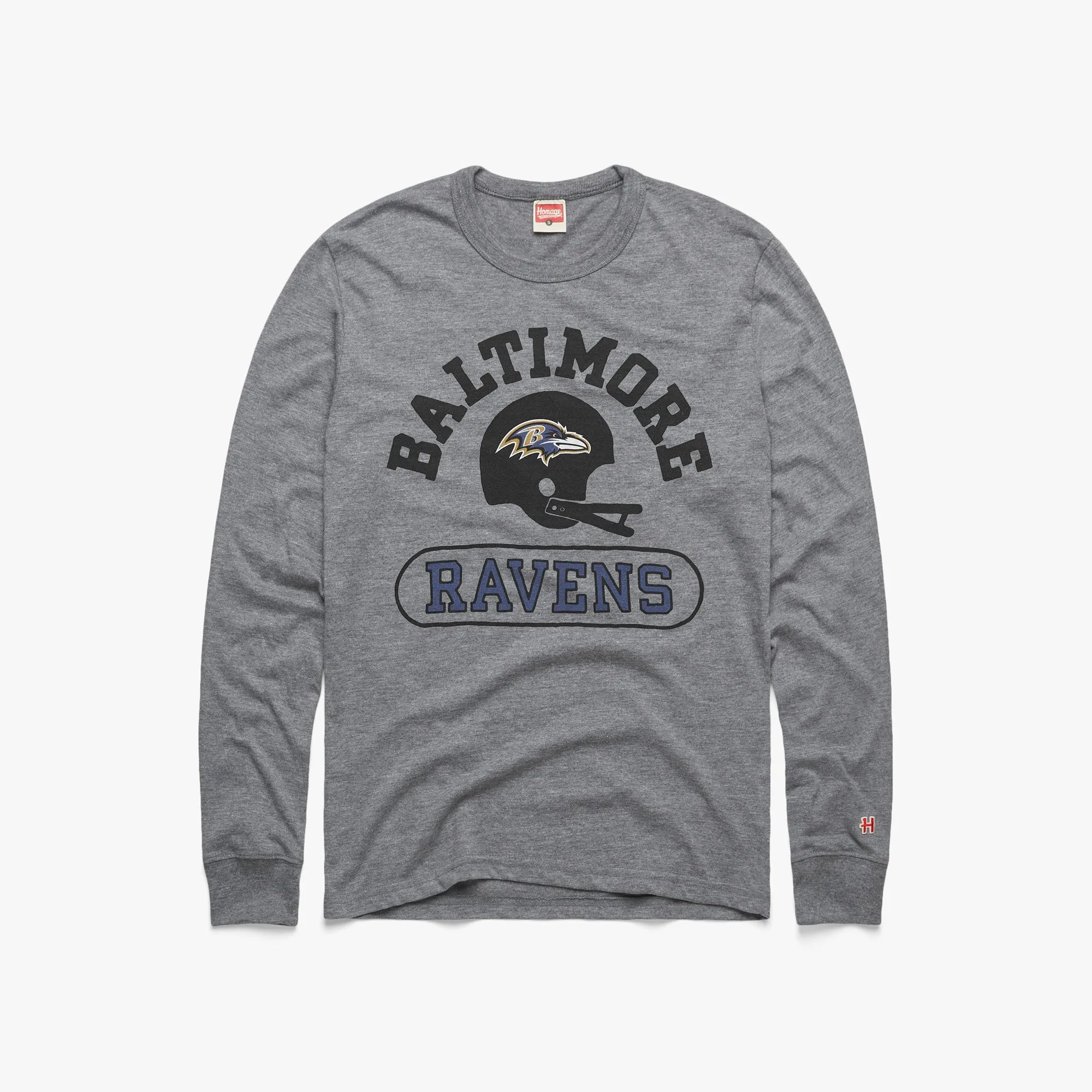 Baltimore Ravens Throwback Helmet Long Sleeve Tee