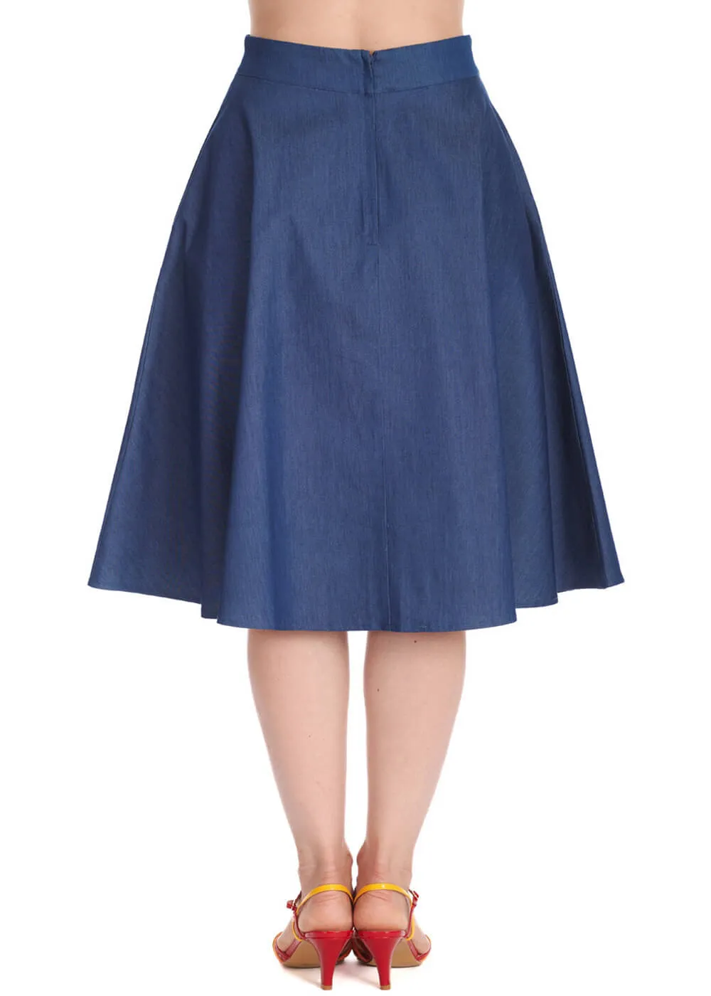 Banned Summer Denim Dream 50's Swing Skirt Blue