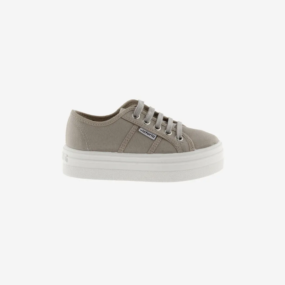 Barcelona Beige Canvas Platform Trainers