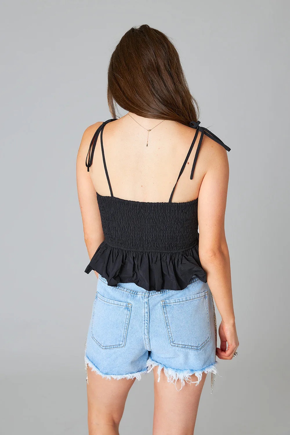 Beck Ruffle Tank Top - Black