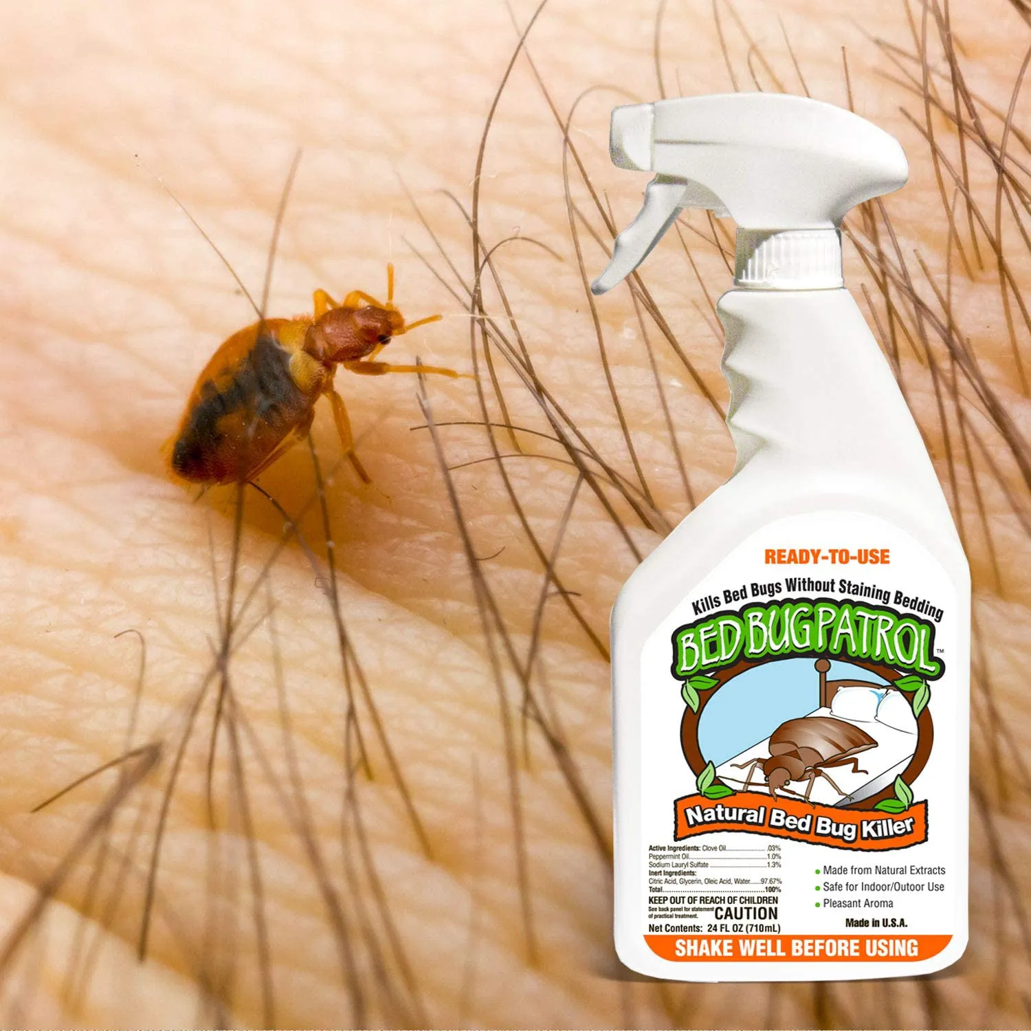 Bed Bug Patrol Bed Bug Killer Spray Treatment, 24oz Kills Bed Bugs on Contact with Residual Protection, Natural & Non-Toxic, Child & Pet Safe. Recommended for Home, Mattresses & Furniture.