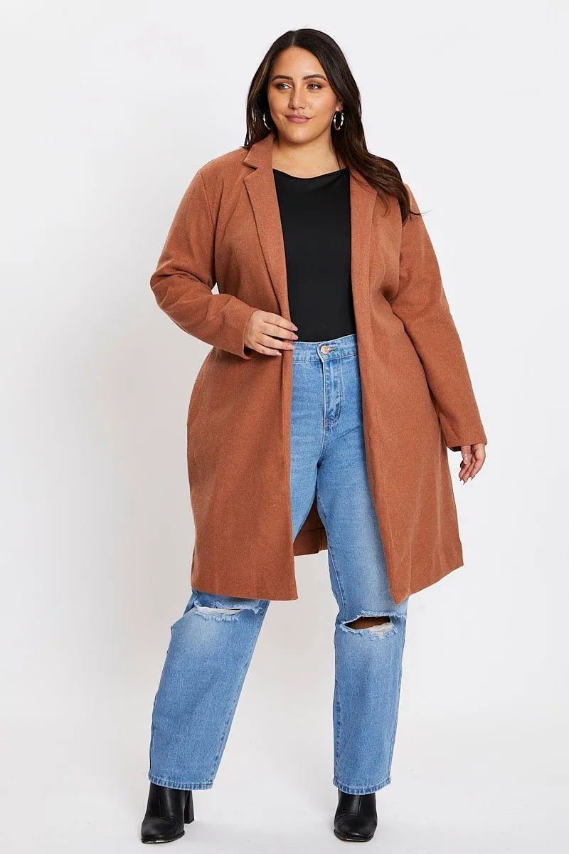 Beige Long Sleeve Beige Stretch Classic Coat