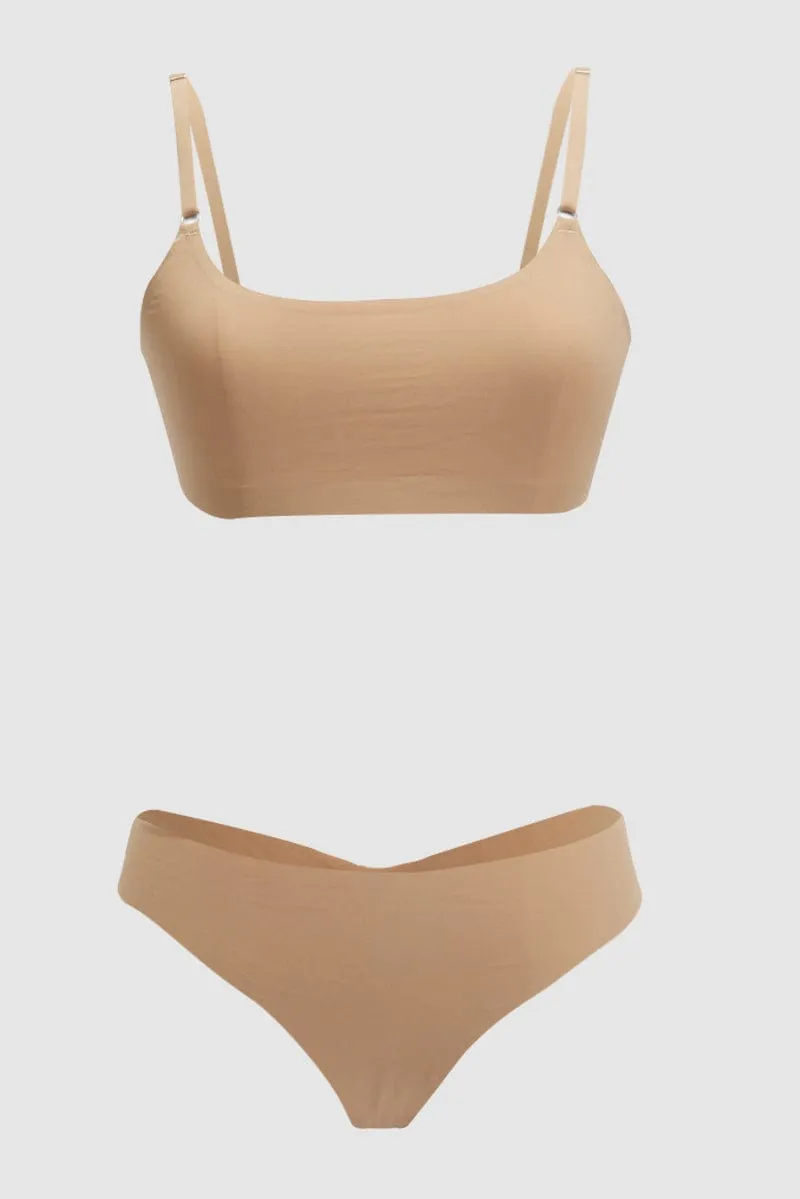 Beige No Wired Lingerie Set