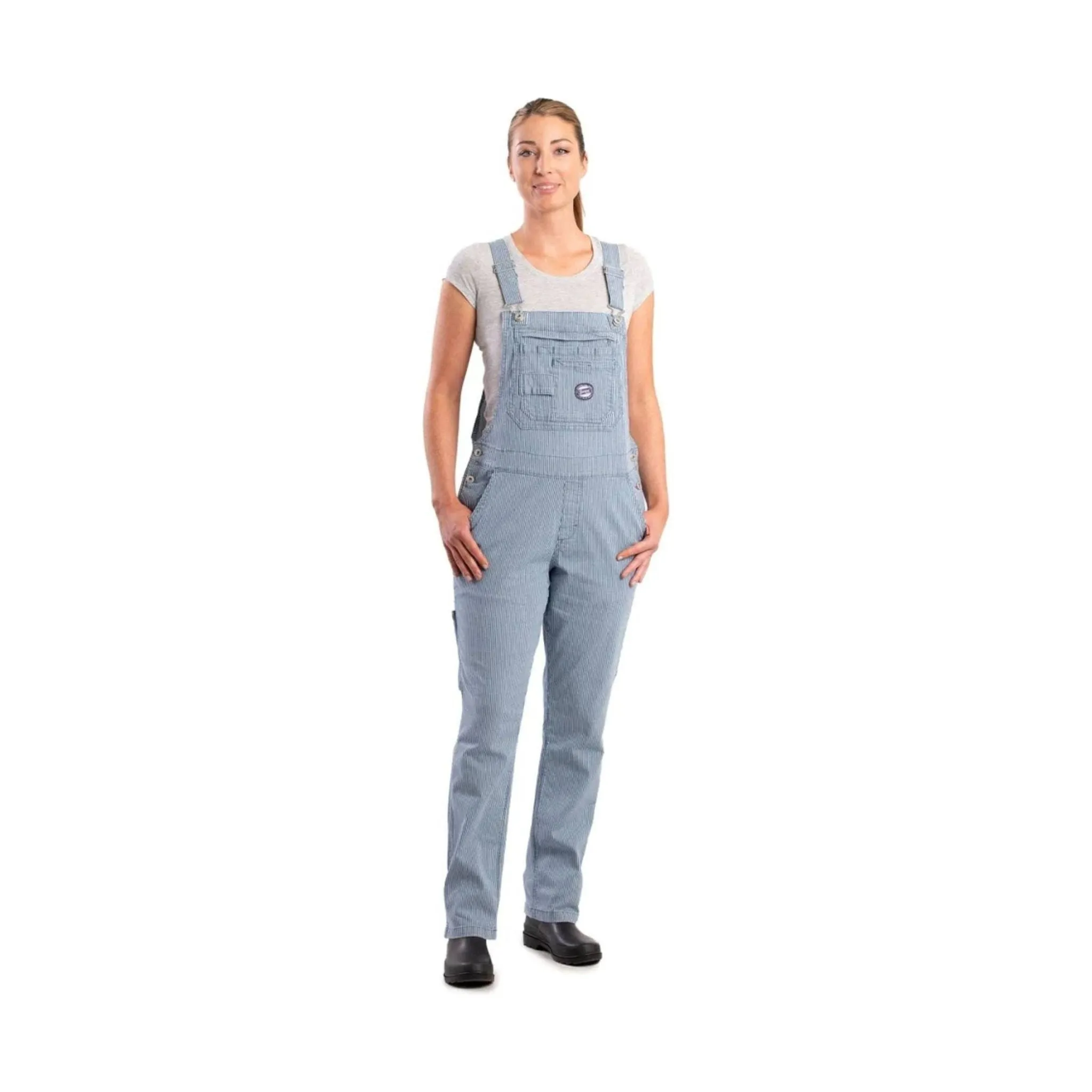 Berne Women's Vintage Washed Flex Hickory Stripe Bib Overall - Hickory Stripe