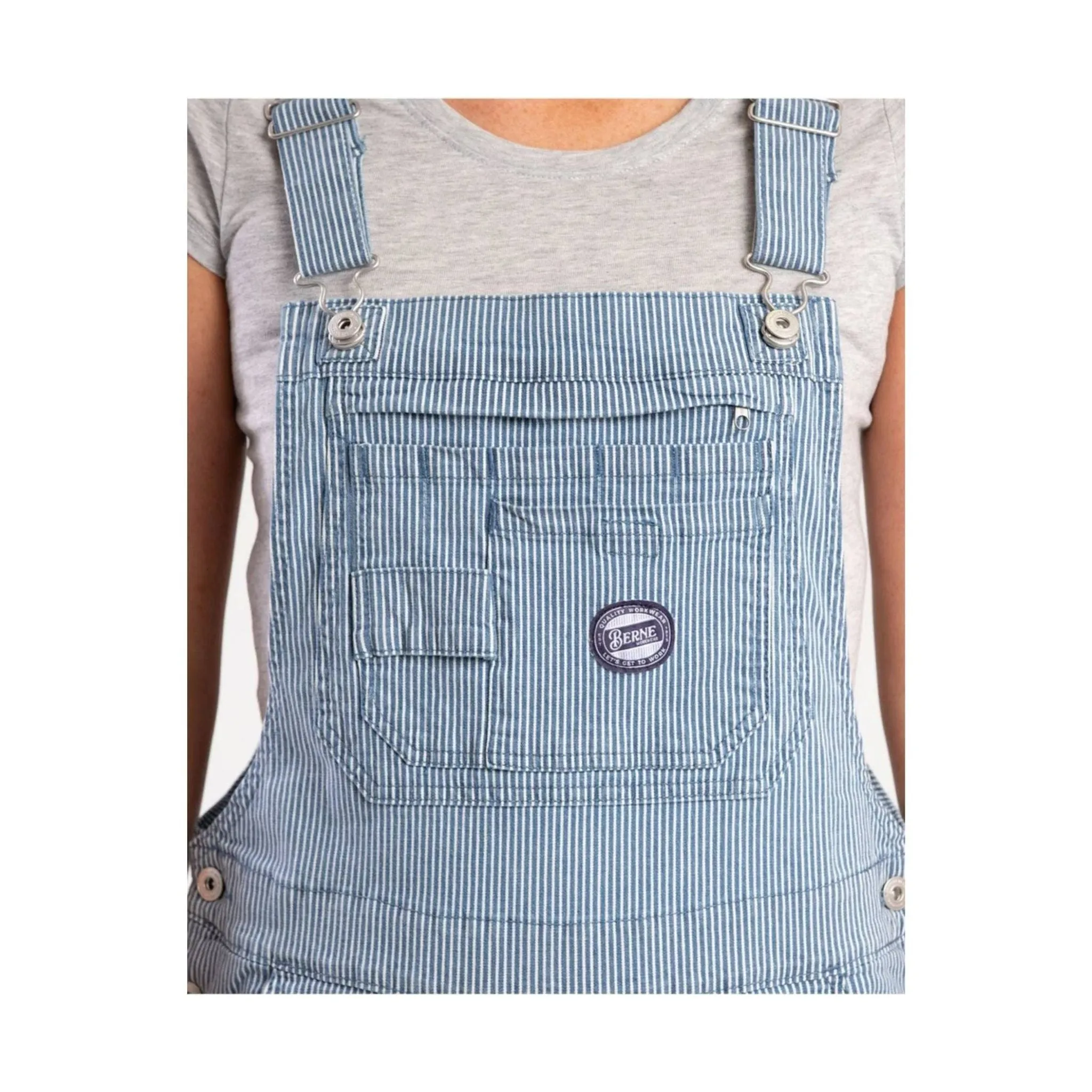 Berne Women's Vintage Washed Flex Hickory Stripe Bib Overall - Hickory Stripe