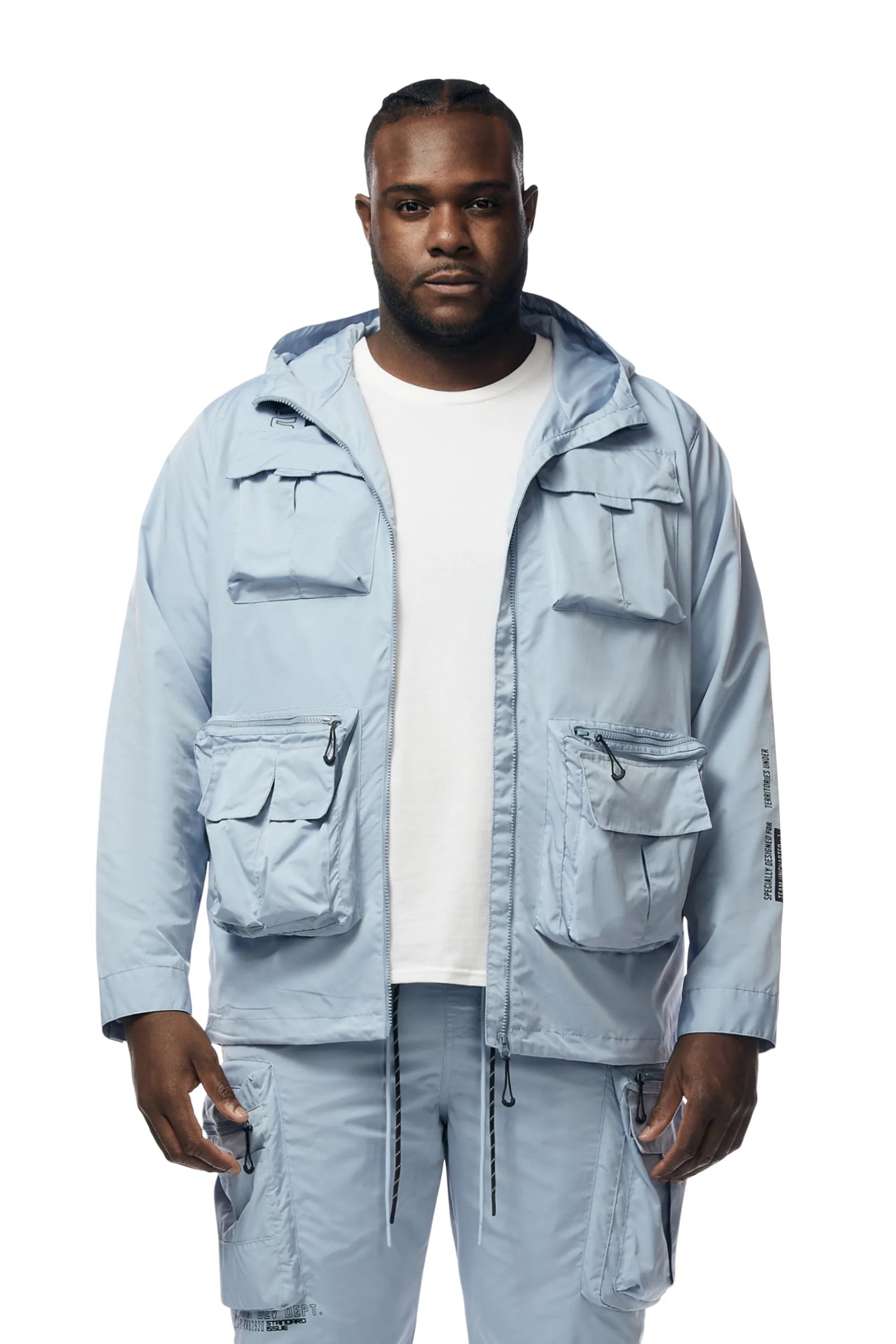 Big and Tall - Windbreaker Utility Jacket - Pale Blue