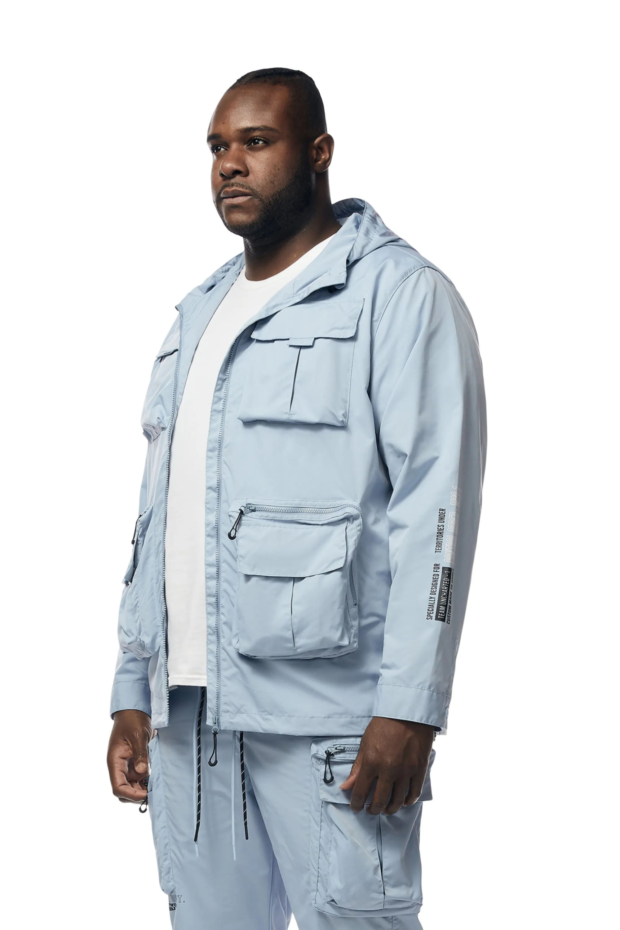 Big and Tall - Windbreaker Utility Jacket - Pale Blue