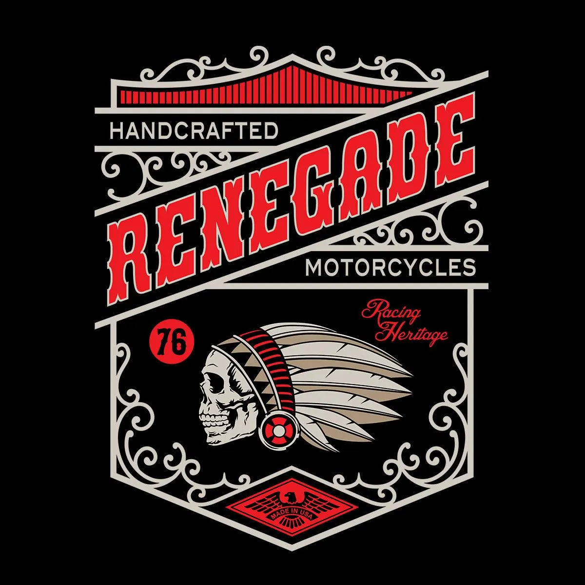 Biker Handcrafted Renegade Motorcycles Funny Skull T-shirt for Kids