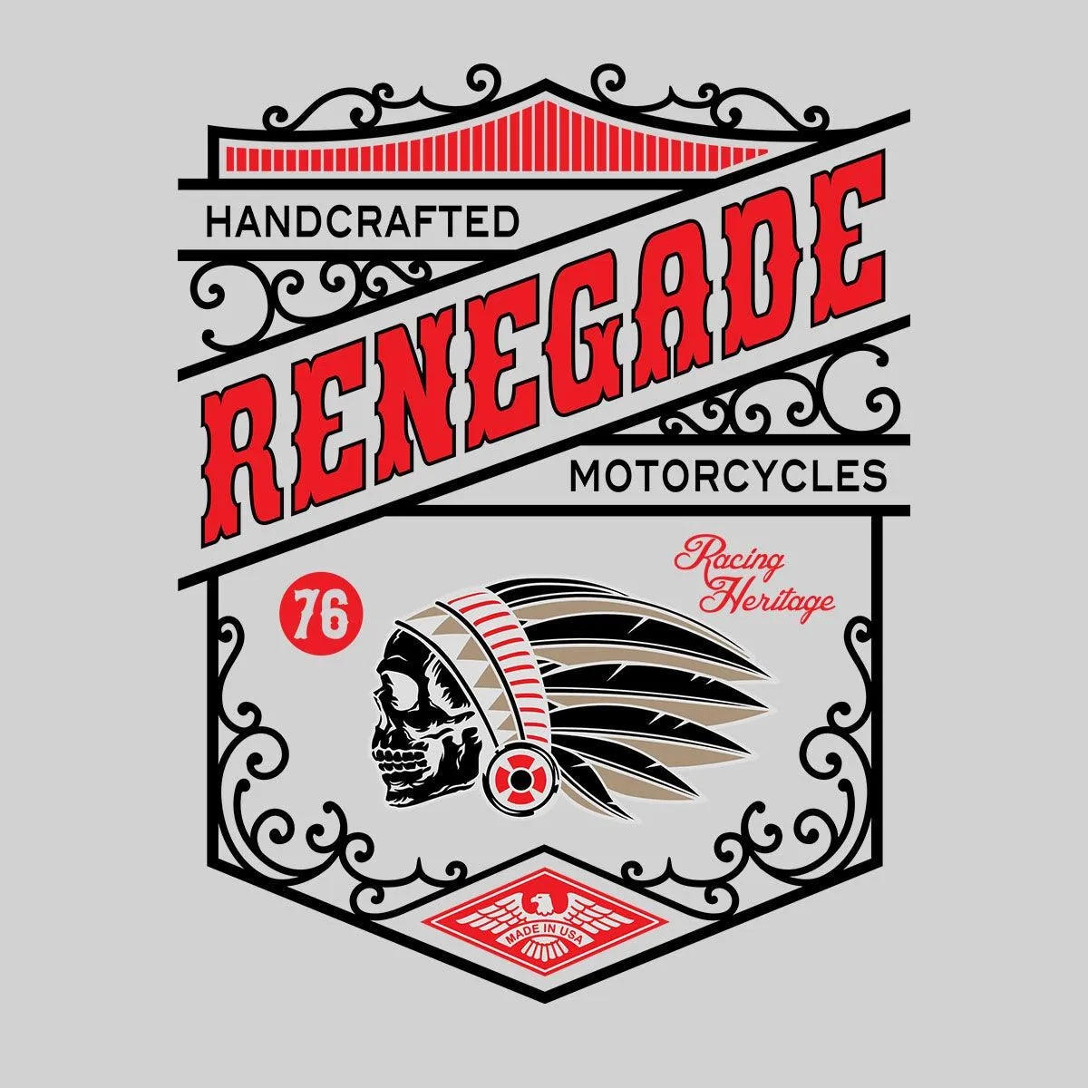 Biker Handcrafted Renegade Motorcycles Funny Skull T-shirt for Kids