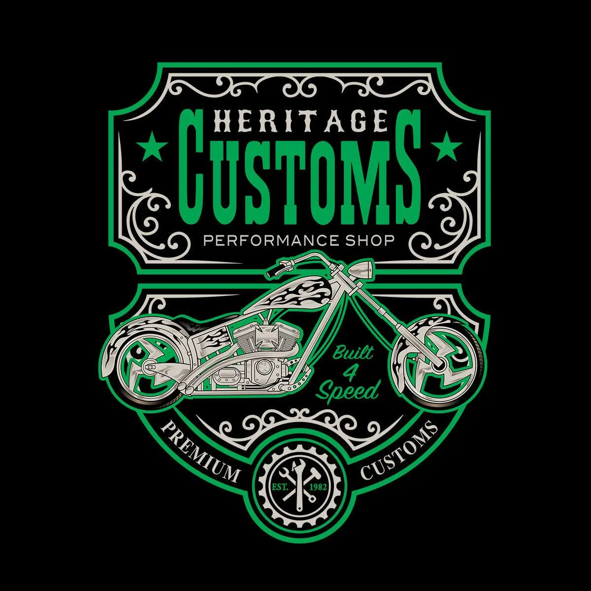 Biker Heritage Customs Motorbike Motorcycle Cafe Racer Chopper Bike Baby & Toddler Body Suit