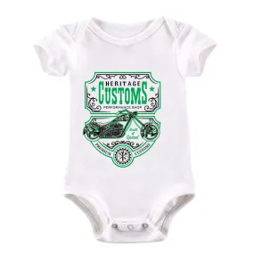 Biker Heritage Customs Motorbike Motorcycle Cafe Racer Chopper Bike Baby & Toddler Body Suit