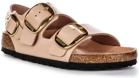 Birkenstock Milano Big Buckle In Nude Leather | Regular Fit