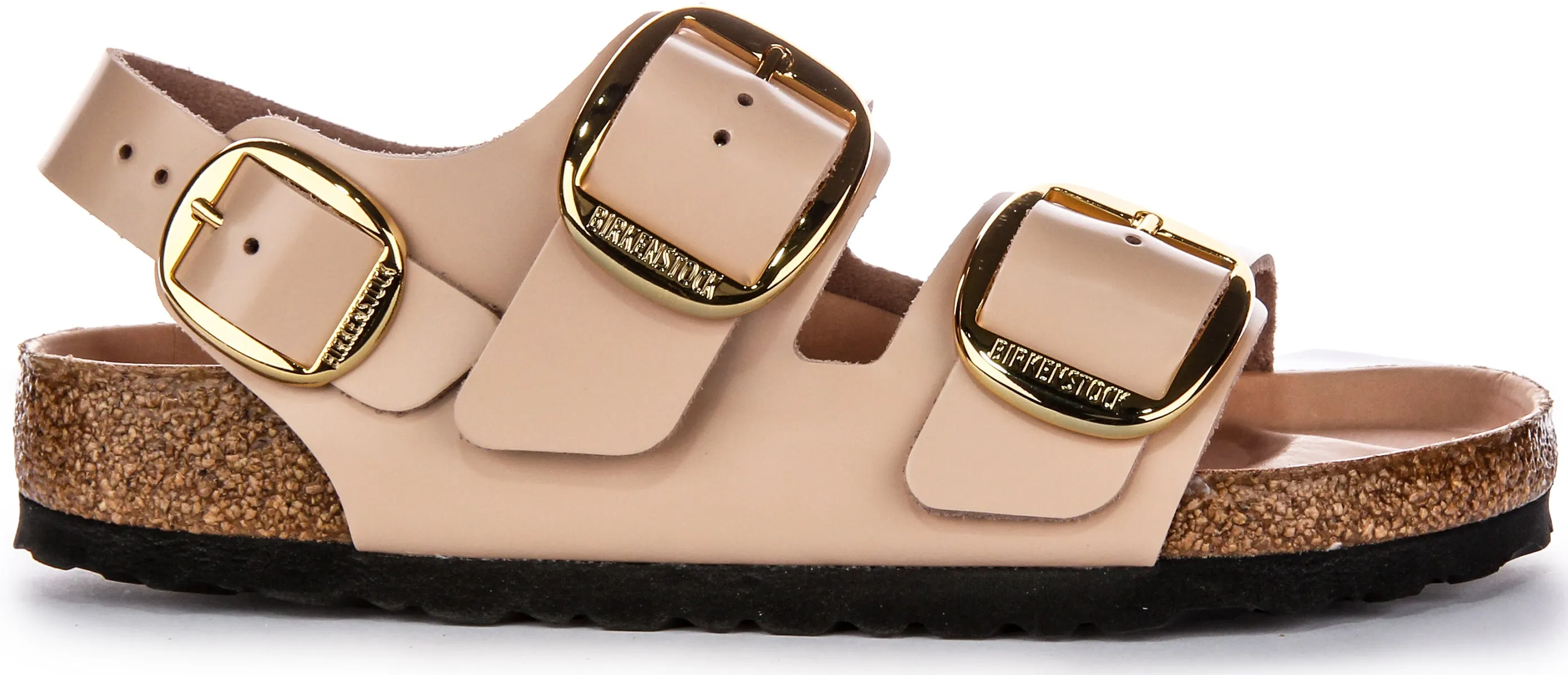 Birkenstock Milano Big Buckle In Nude Leather | Regular Fit