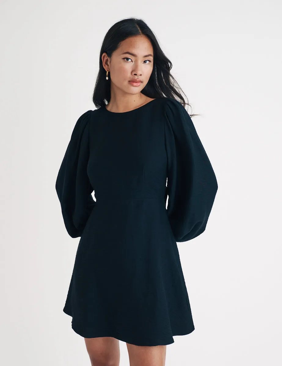 Black Balloon Sleeve Zola Mini Dress