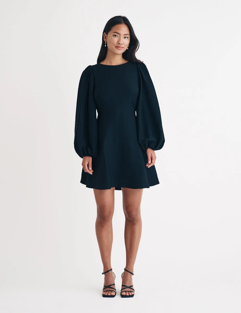 Black Balloon Sleeve Zola Mini Dress