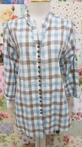 Blue & Brown Check Blouse CE010