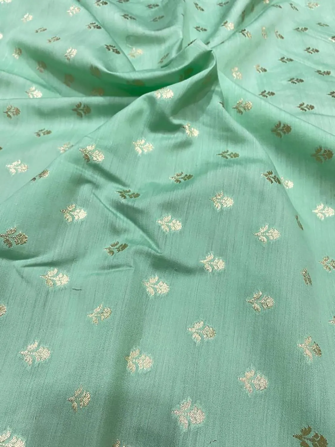 Blue Banarasi Chiniya Silk Fabric ( 1 Mtr )