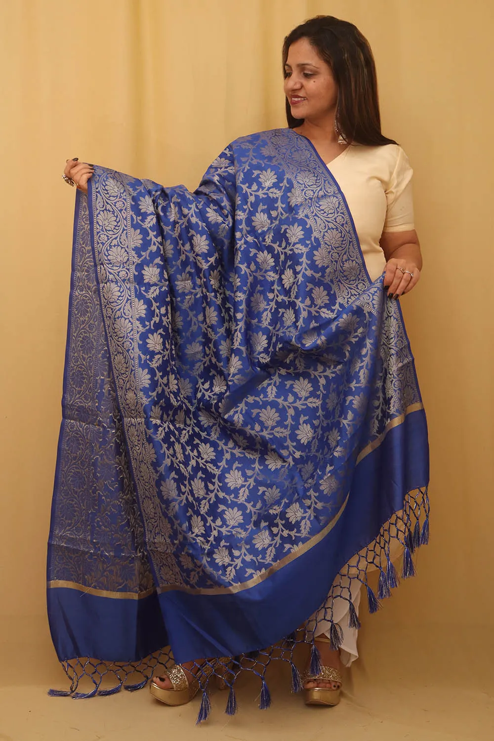 Blue Banarasi Silk Dupatta