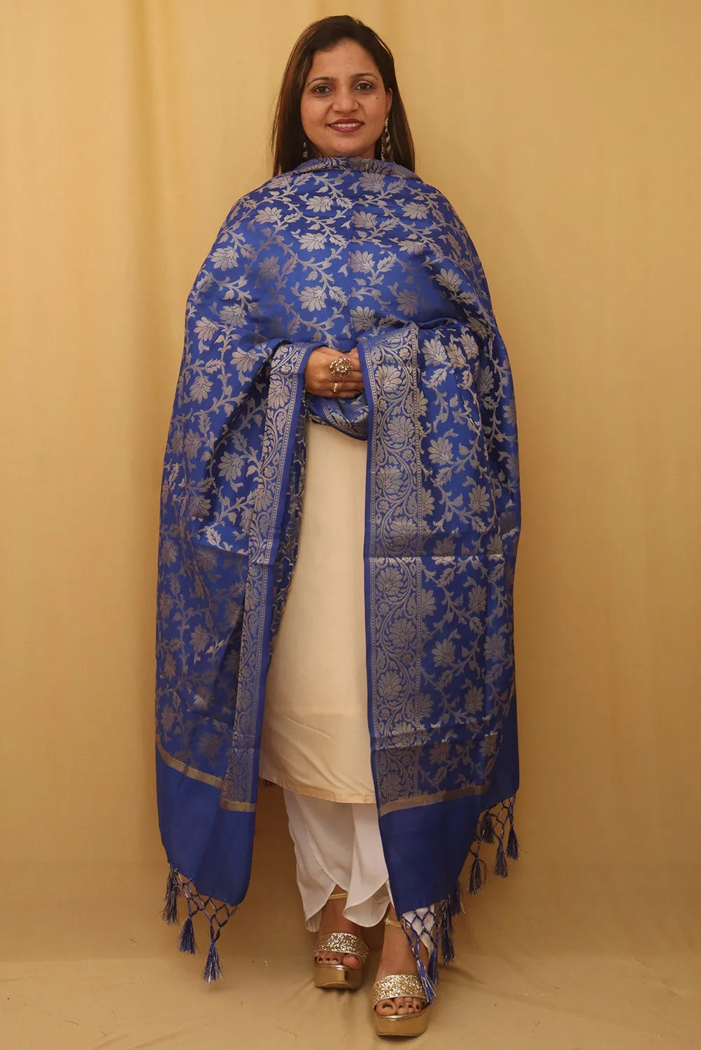 Blue Banarasi Silk Dupatta