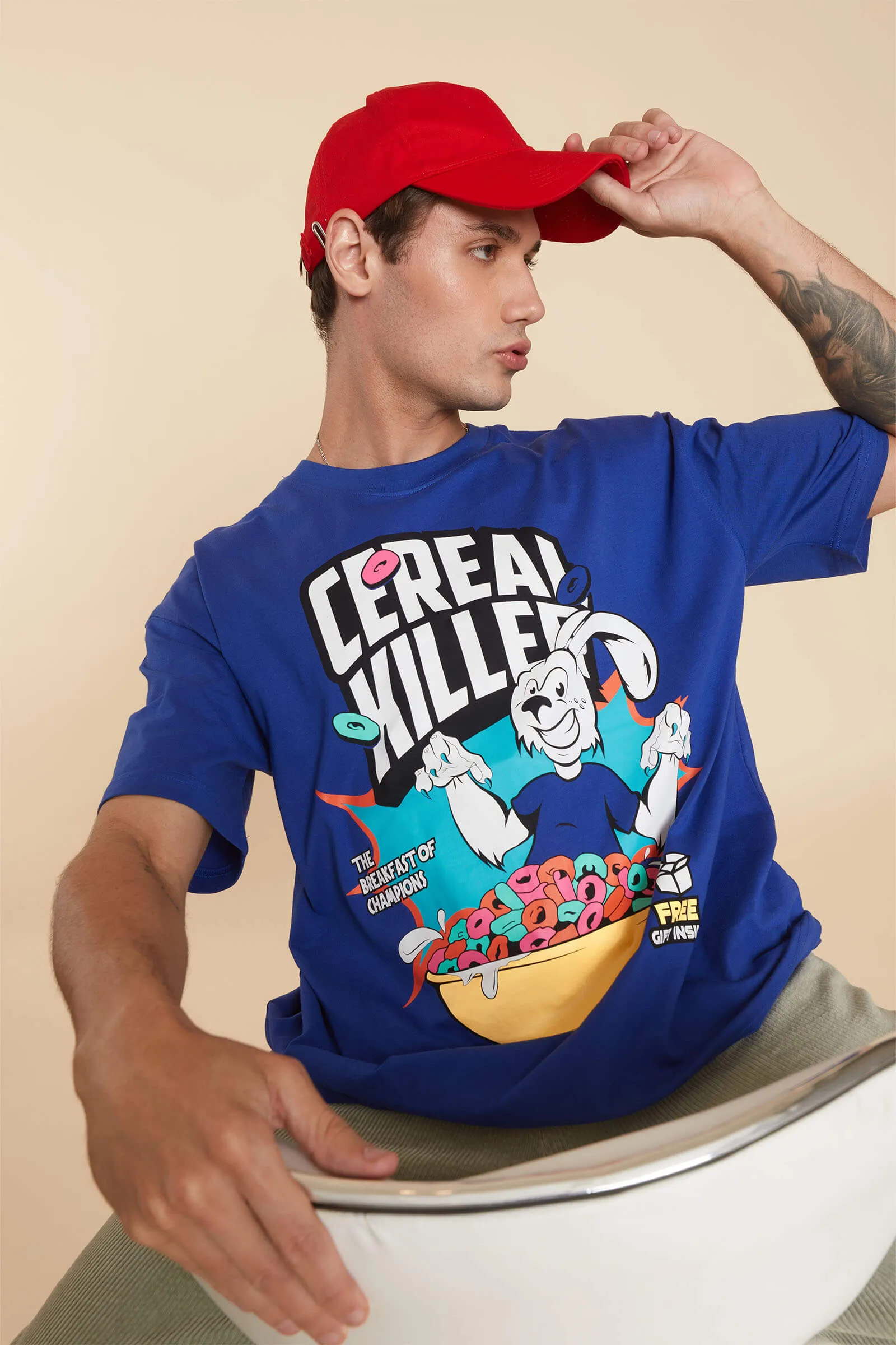 Blue Cereal Killer Oversized T-shirt