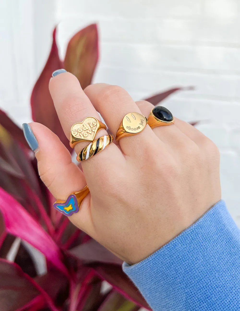 Blue Enamel Butterfly Ring