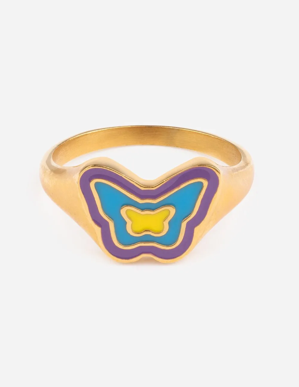 Blue Enamel Butterfly Ring