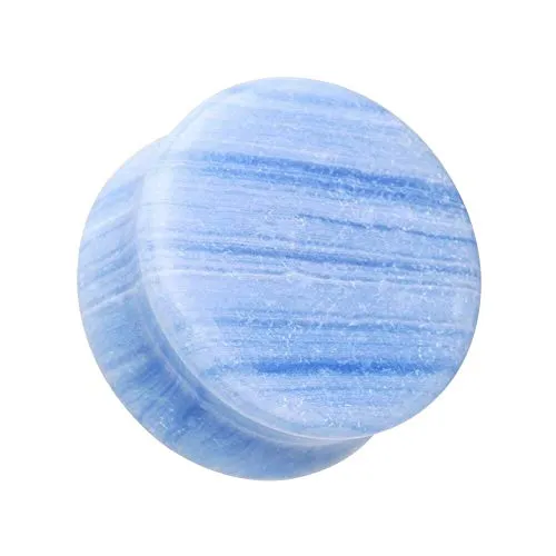 Blue Lace Agate Stone Double Flared Ear Gauge WildKlass Plug