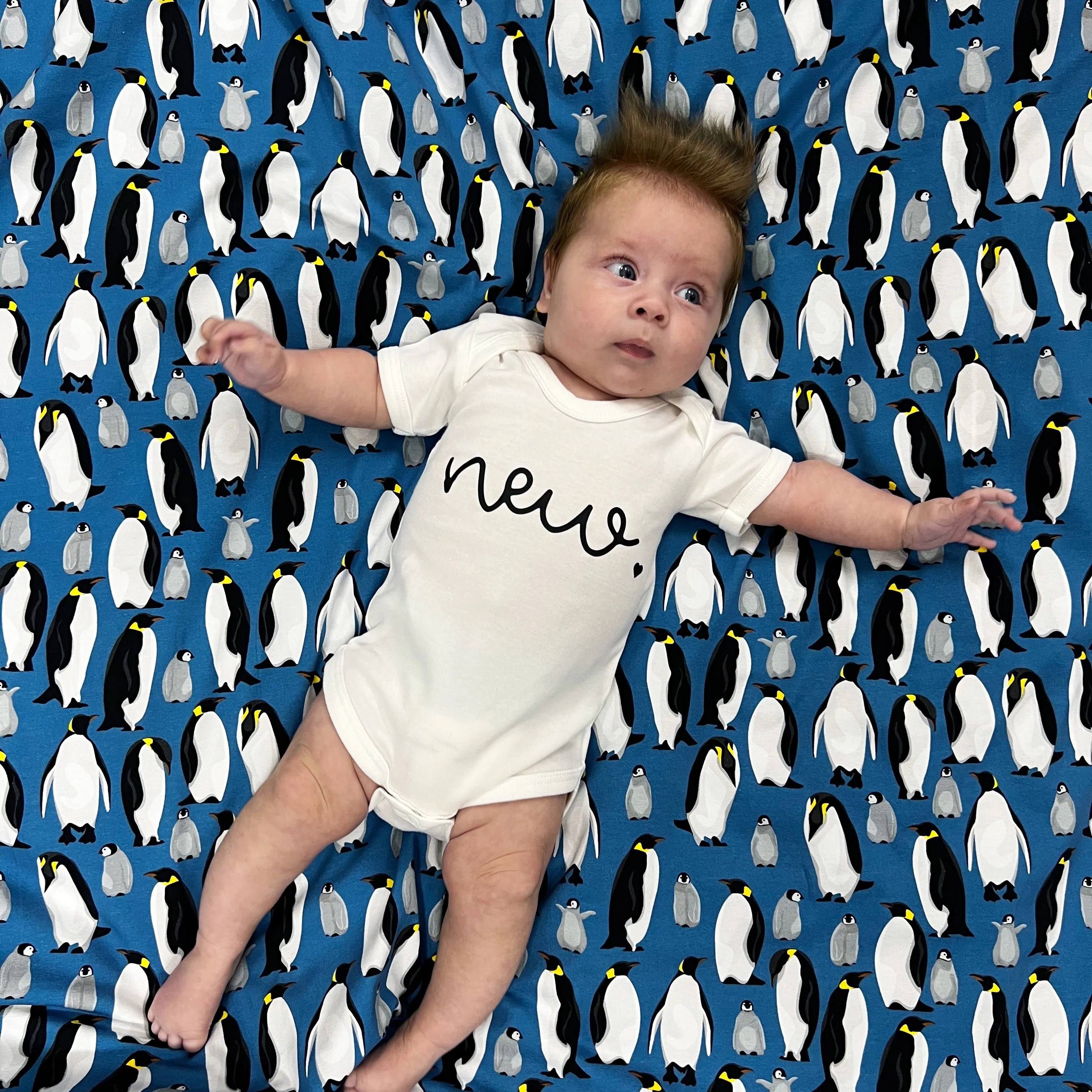 Blue Penguin cotton sleepsuit