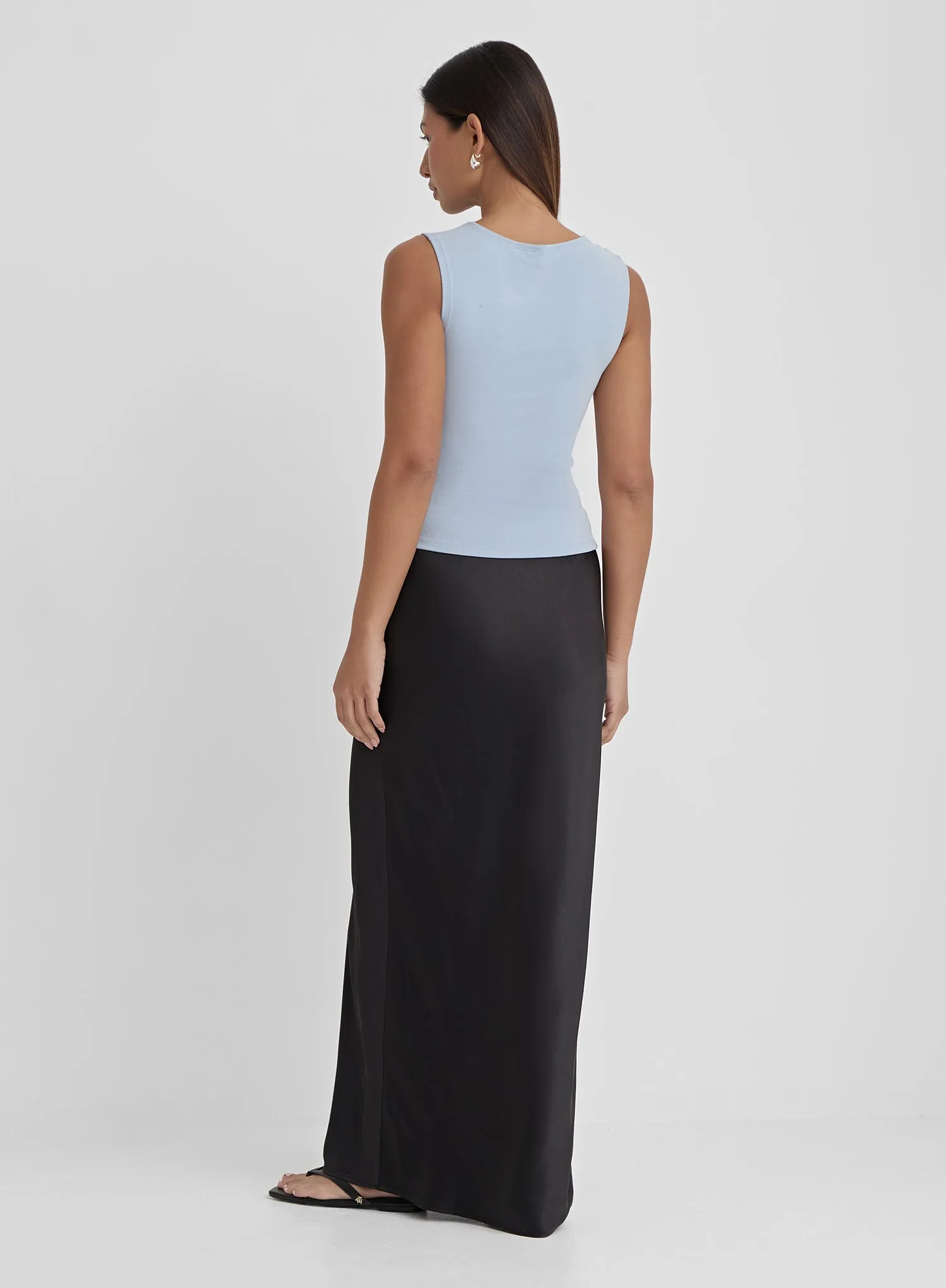 Blue Ruched Detail Sleeveless Top- Gabbi