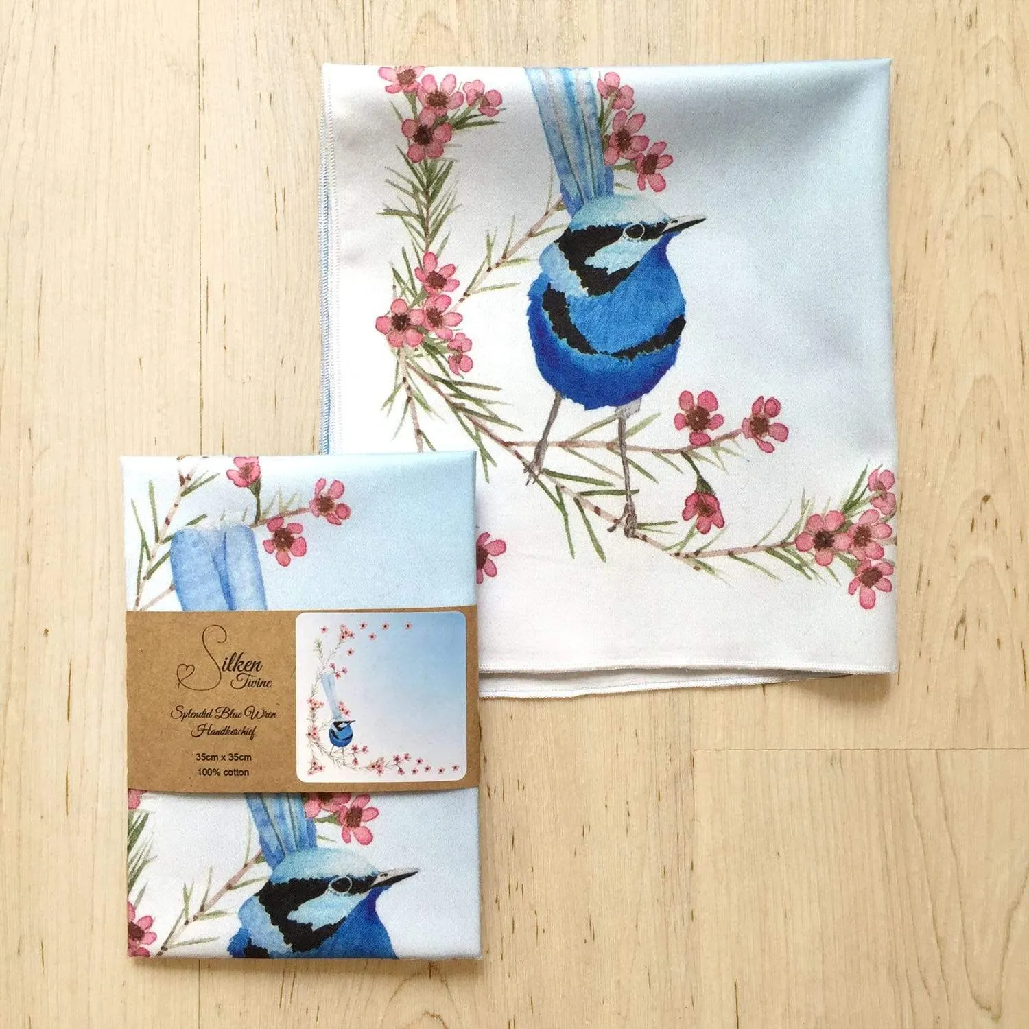 Blue Wren Handkerchief Corner Bird