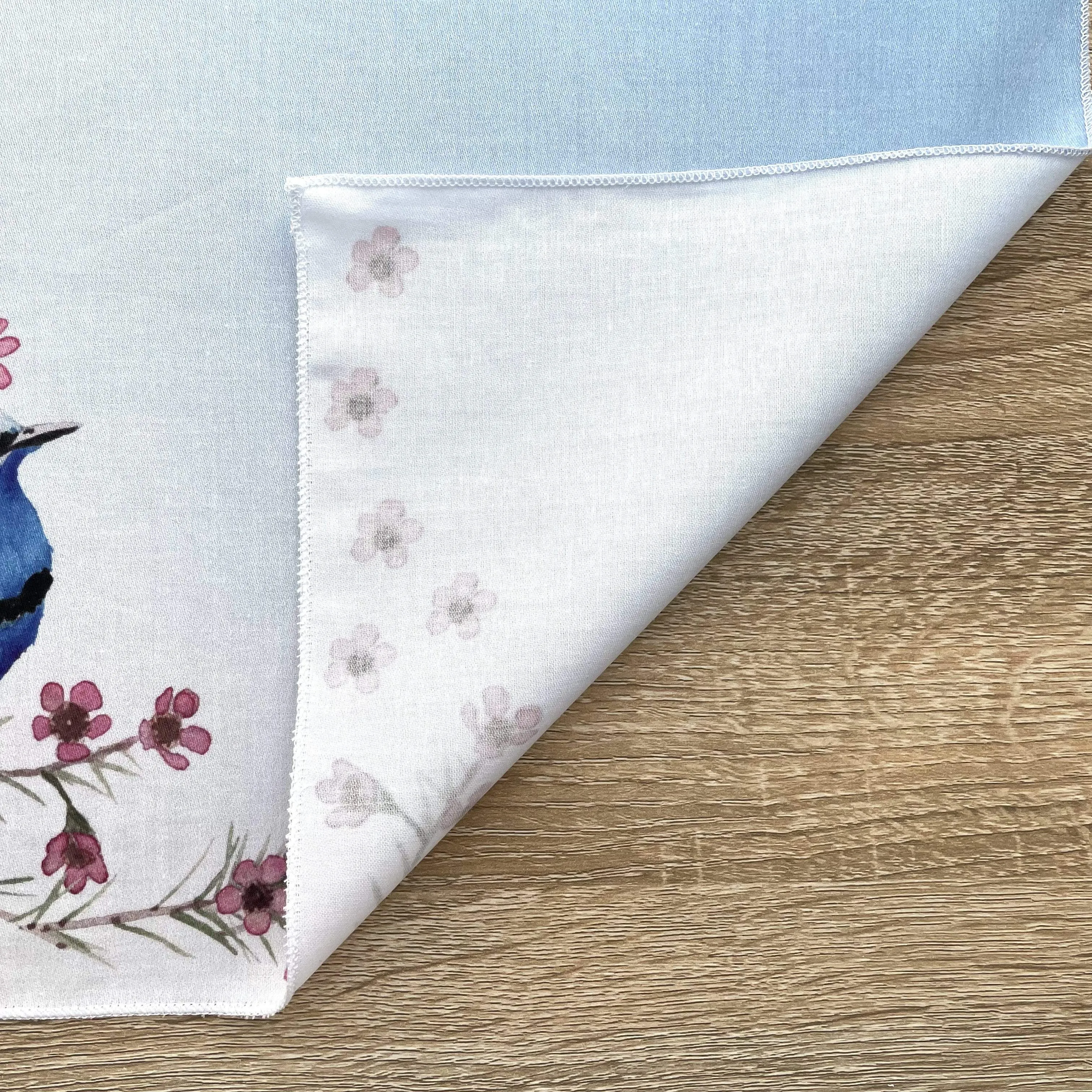 Blue Wren Handkerchief Corner Bird