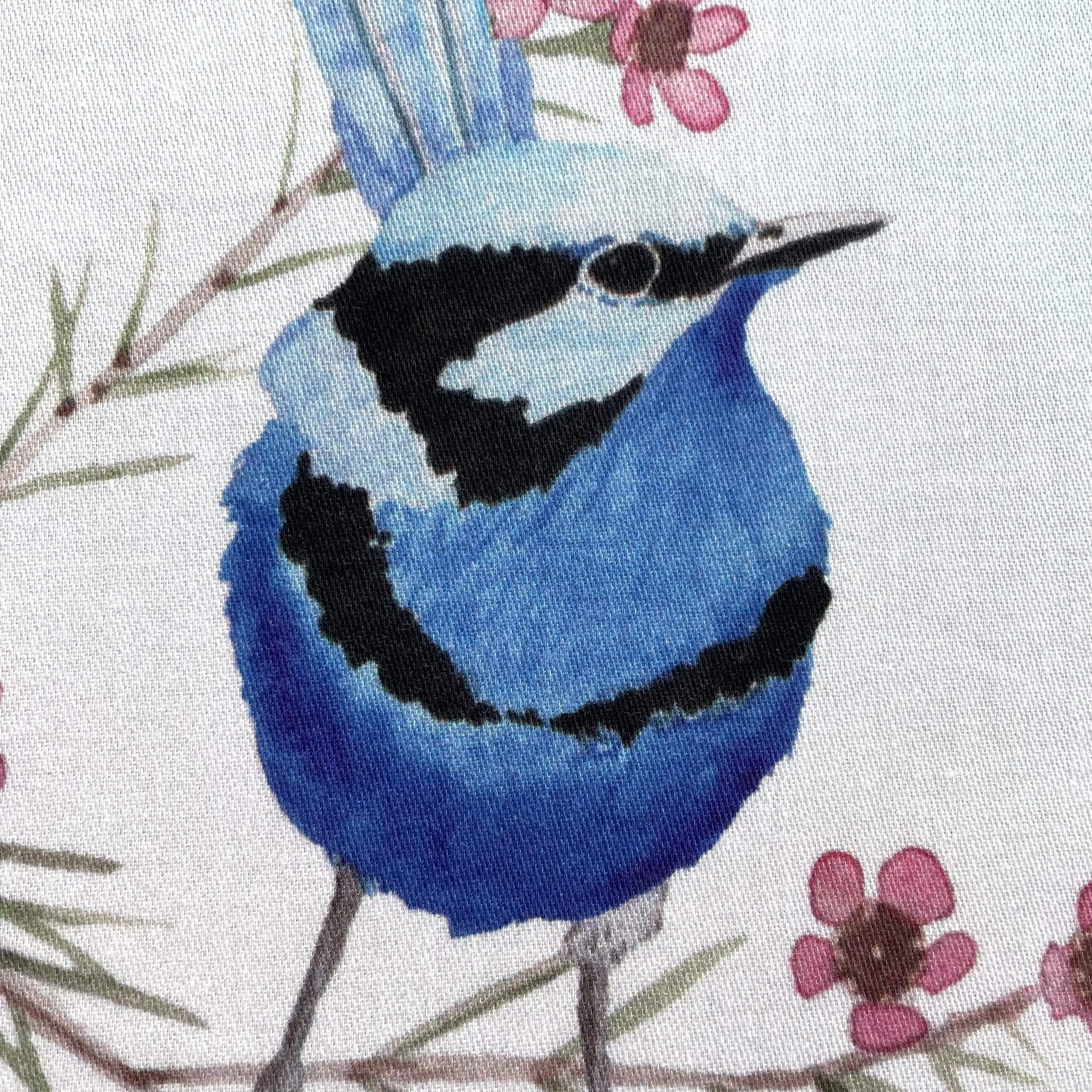 Blue Wren Handkerchief Corner Bird