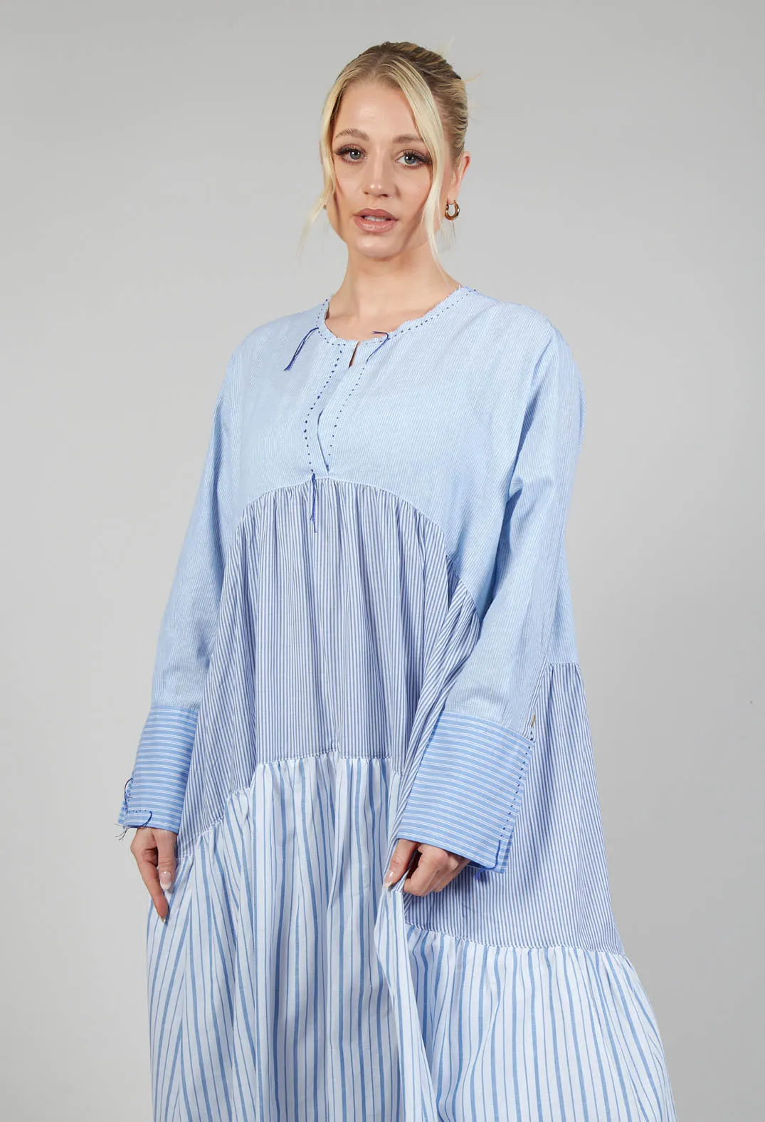 Boxy Smock Dress in Blue Stripe