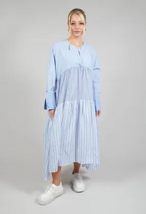 Boxy Smock Dress in Blue Stripe