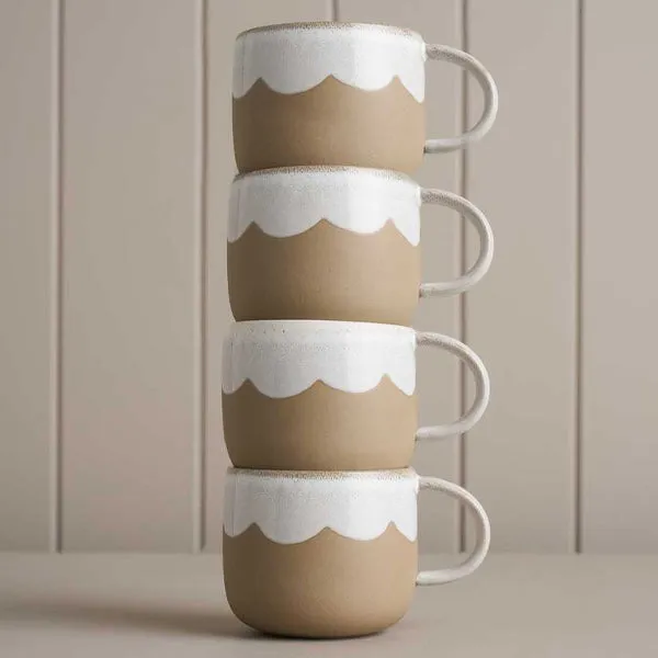 Breakfast in Bed Mug Set of 4 - Snow Scallop