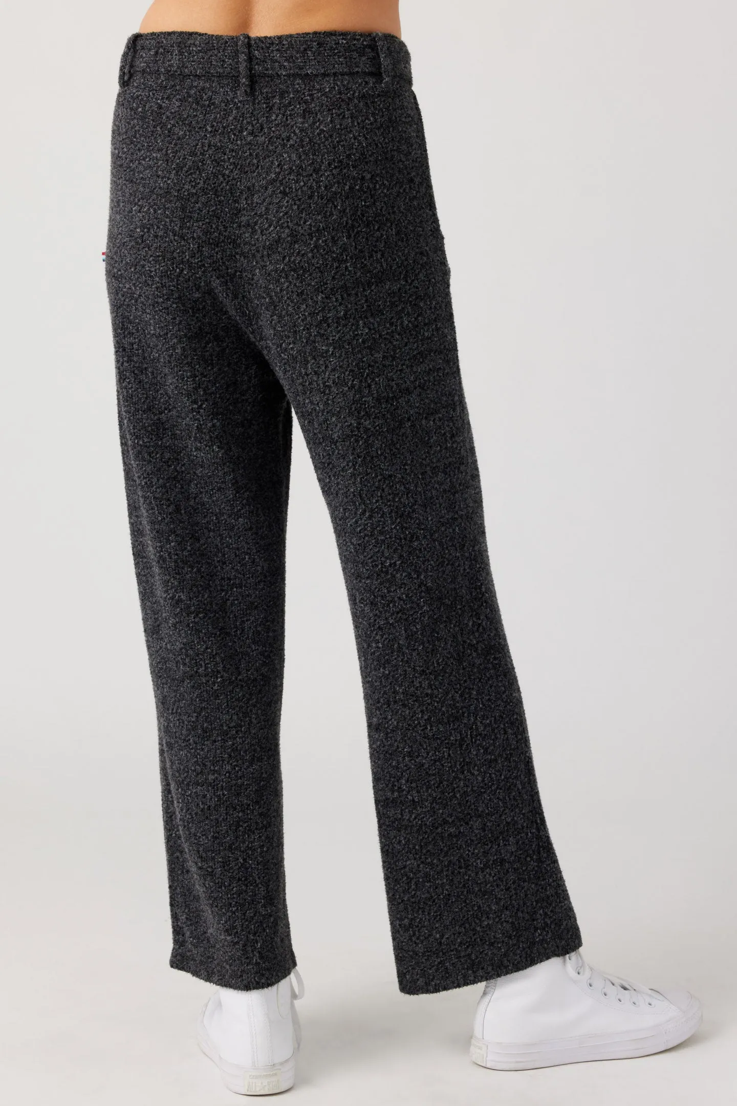 Brushed Boucle Crop Tie Pant - Black