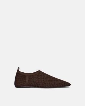 Buju - Mesh-Knit Square-Toe Slip-On Shoes - Java