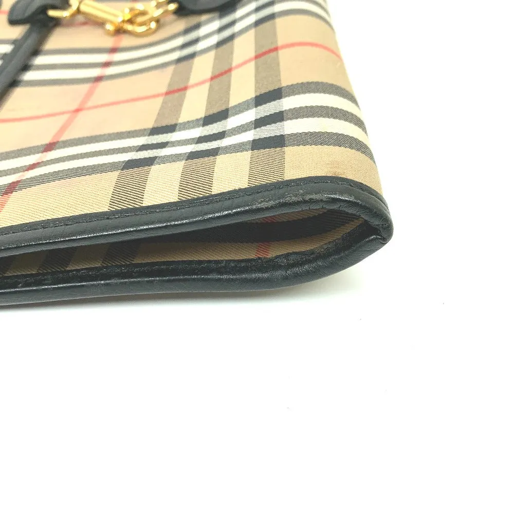 BURBERRY Clutch bag Canvas / leather beige logo check unisex(Unisex) Used Authentic