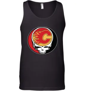 Calgary Flames Grateful Dead Steal Your Face Hockey NHL Mens Tank Top