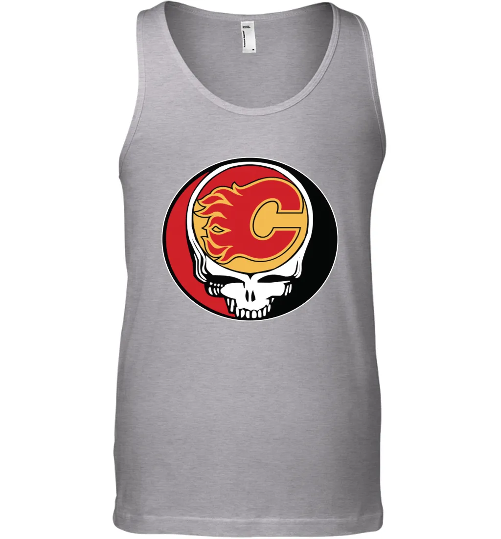 Calgary Flames Grateful Dead Steal Your Face Hockey NHL Mens Tank Top