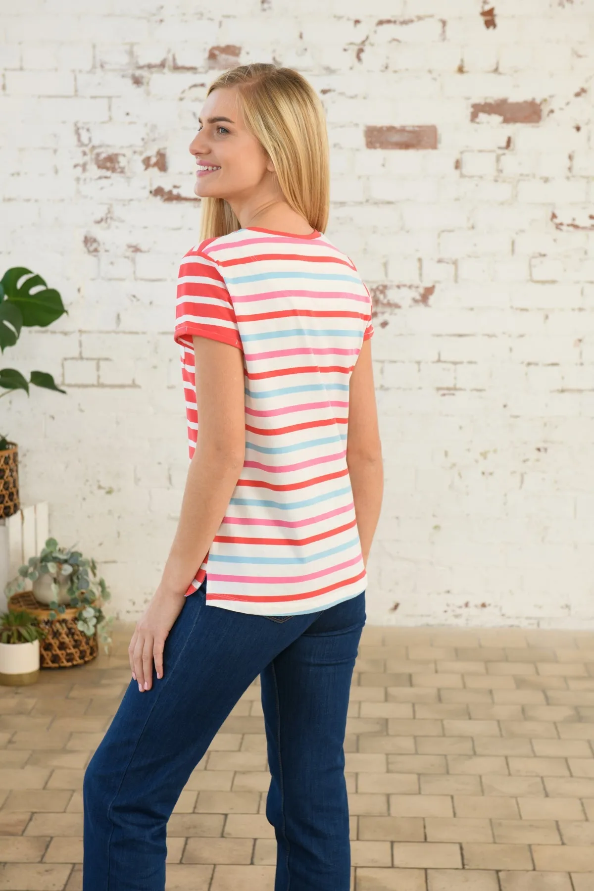 Causeway Tee - Watermelon Stripe