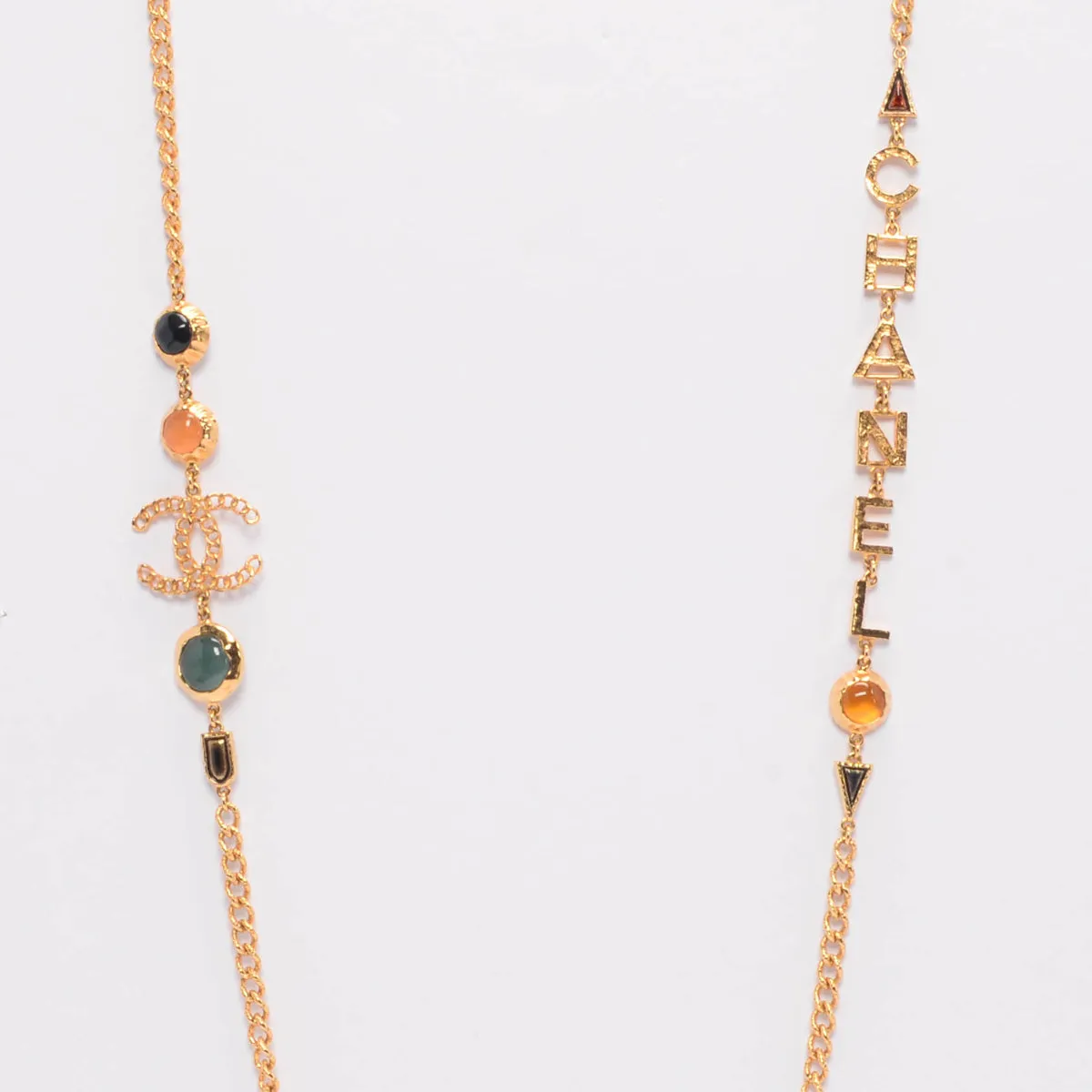 Chanel Gold Multi Colour Enamel CC Chanel Necklace