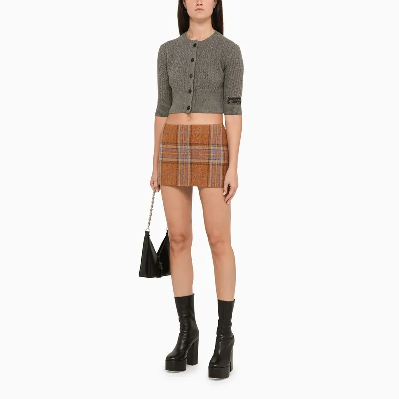 Check Wool Miniskirt