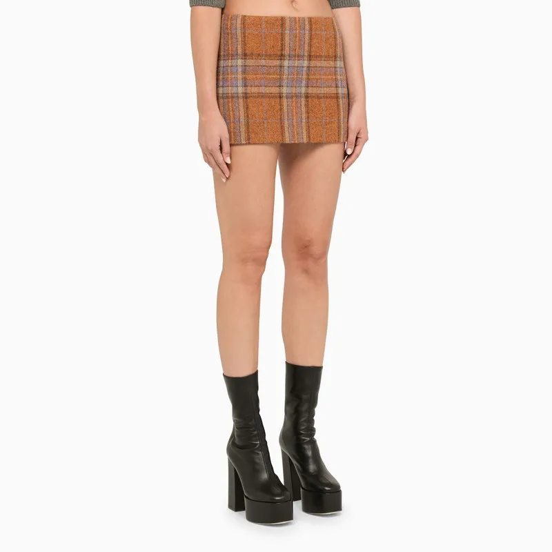 Check Wool Miniskirt