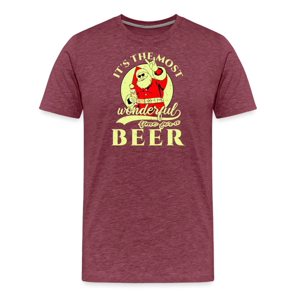 Cheers to the Season: Men's Premium 'Most Wonderful Time for a Beer' Festive Tee