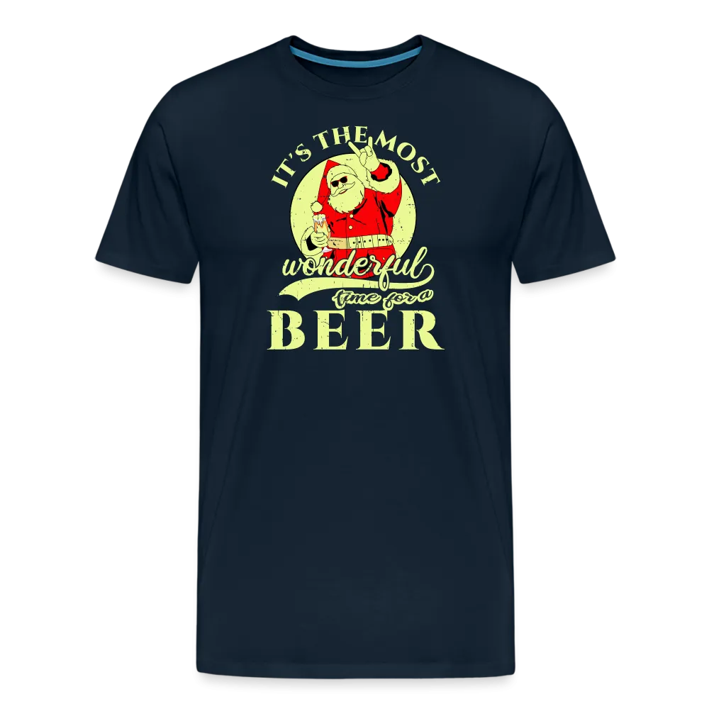 Cheers to the Season: Men's Premium 'Most Wonderful Time for a Beer' Festive Tee