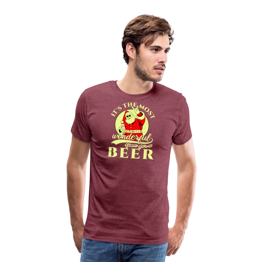 Cheers to the Season: Men's Premium 'Most Wonderful Time for a Beer' Festive Tee