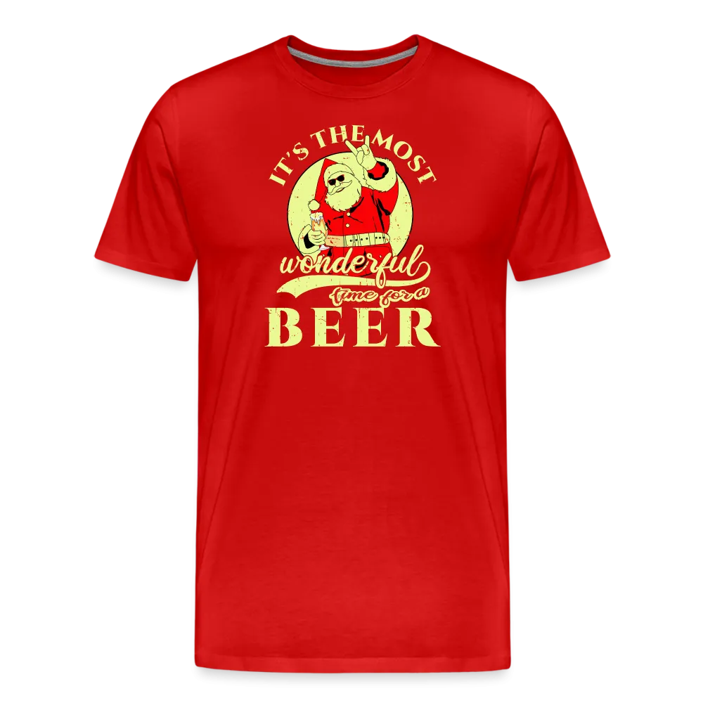 Cheers to the Season: Men's Premium 'Most Wonderful Time for a Beer' Festive Tee