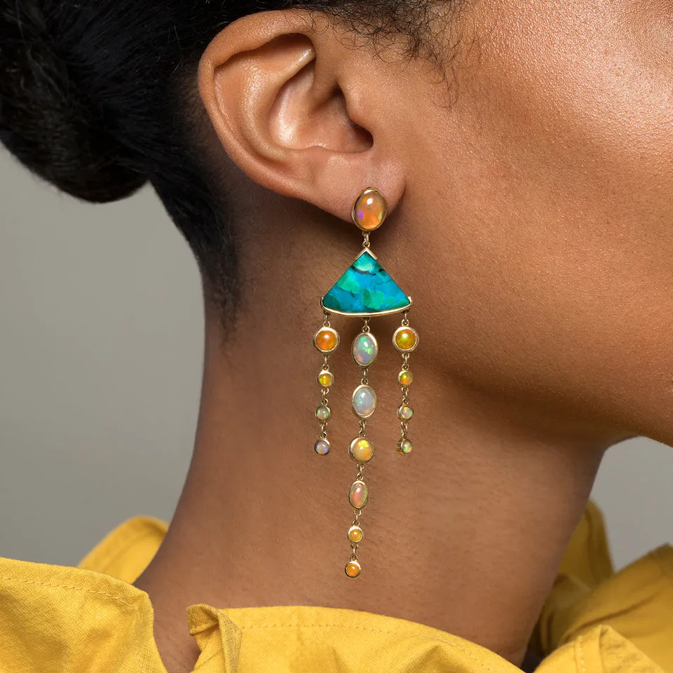 Chrysocolla & Ethiopian Opal Earrings