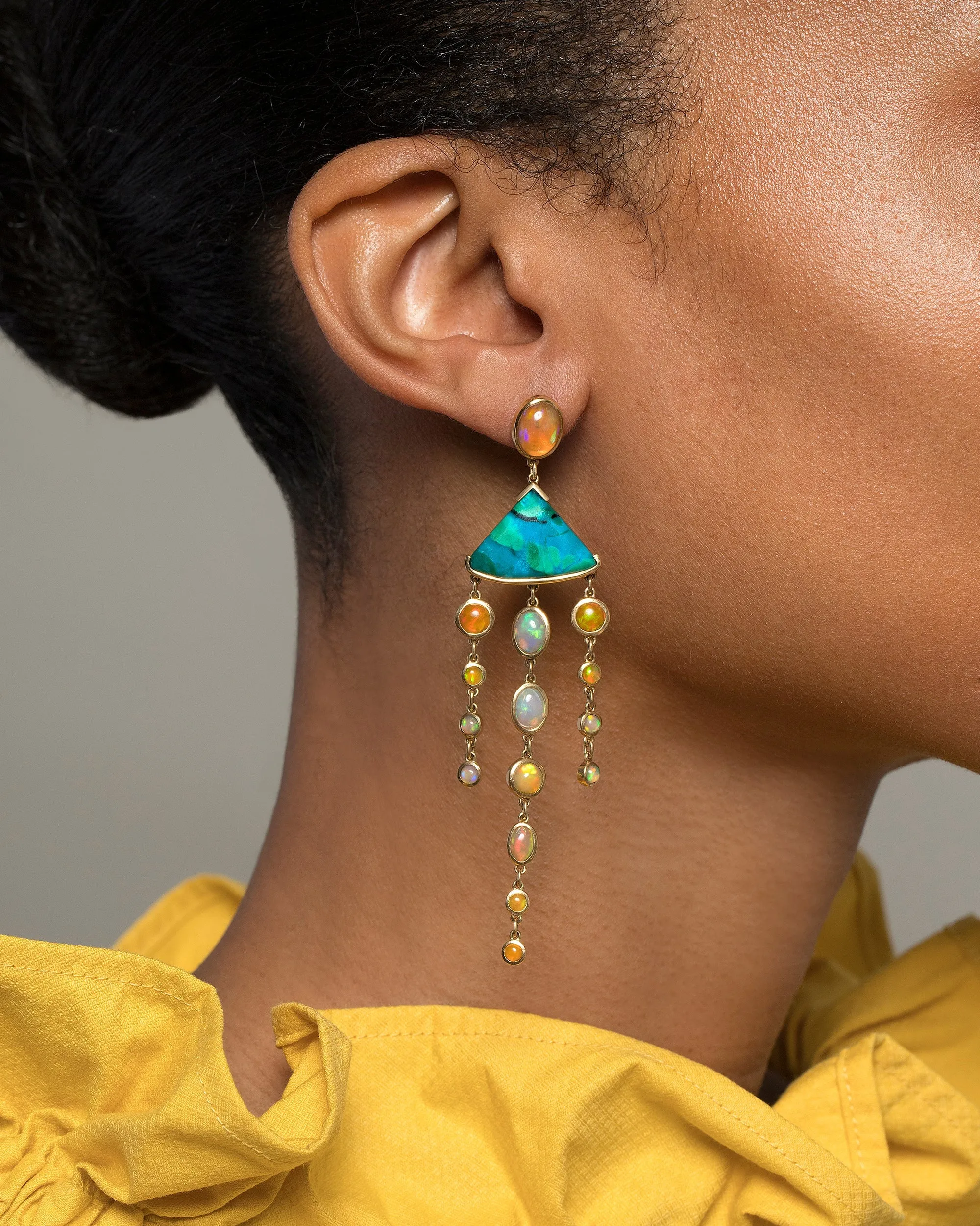 Chrysocolla & Ethiopian Opal Earrings